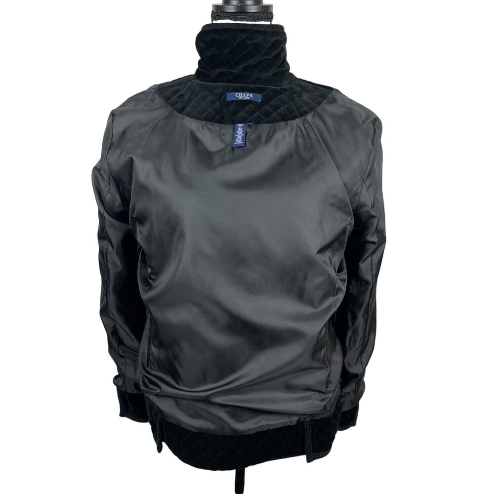 Chaps Women's Quilted Jacket Large Black Diamond‑Quilt Button Front Coat - Picture 8 of 12